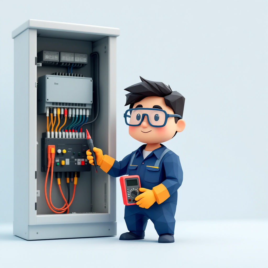 電気工事士（現場配線・連系工事）のキャラクターイラスト