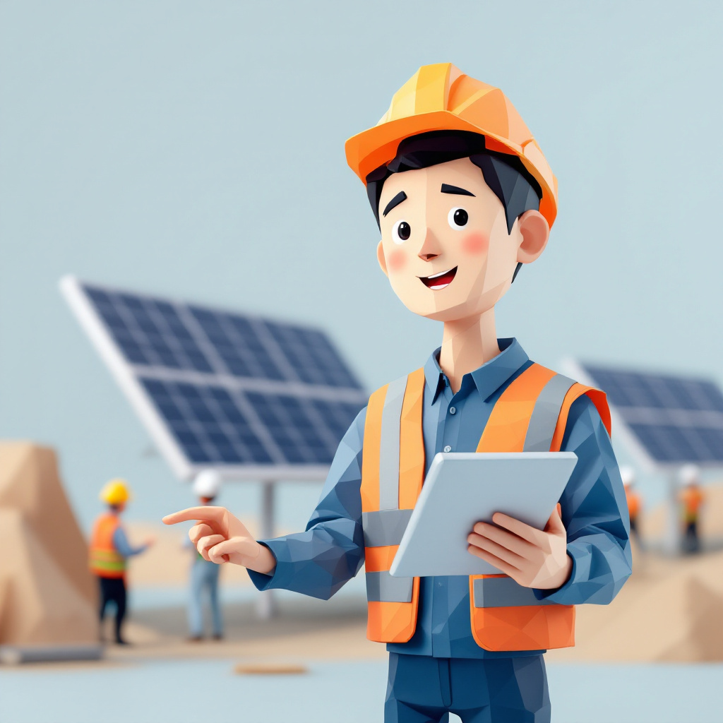 太陽光施工管理（EPC）のキャラクターイラスト